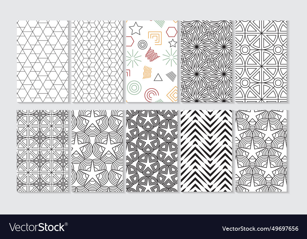 Set of 20 geometric pattern background vector image Set of 20 geometric pattern background