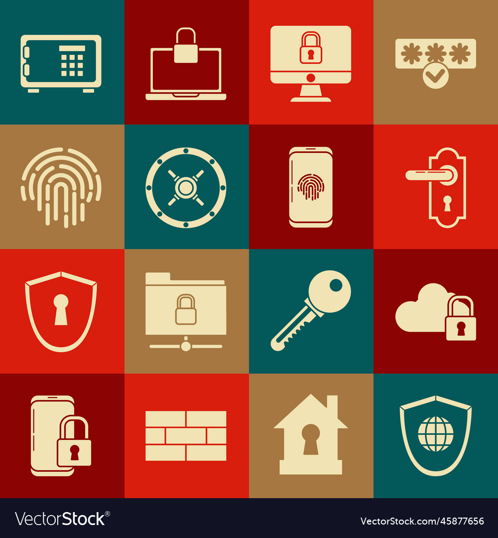 Set shield with world globe cloud computing lock vector image Set shield with world globe cloud computing lock