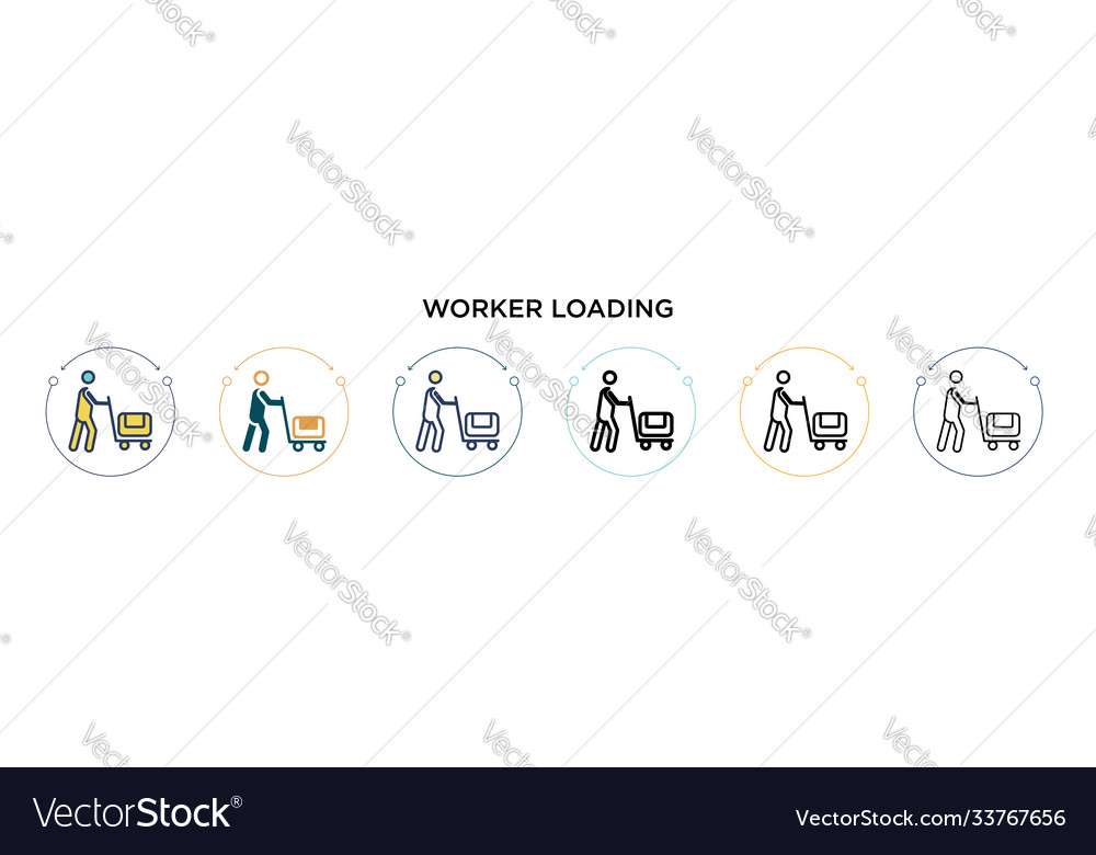 Worker loading icon in filled thin line outline
