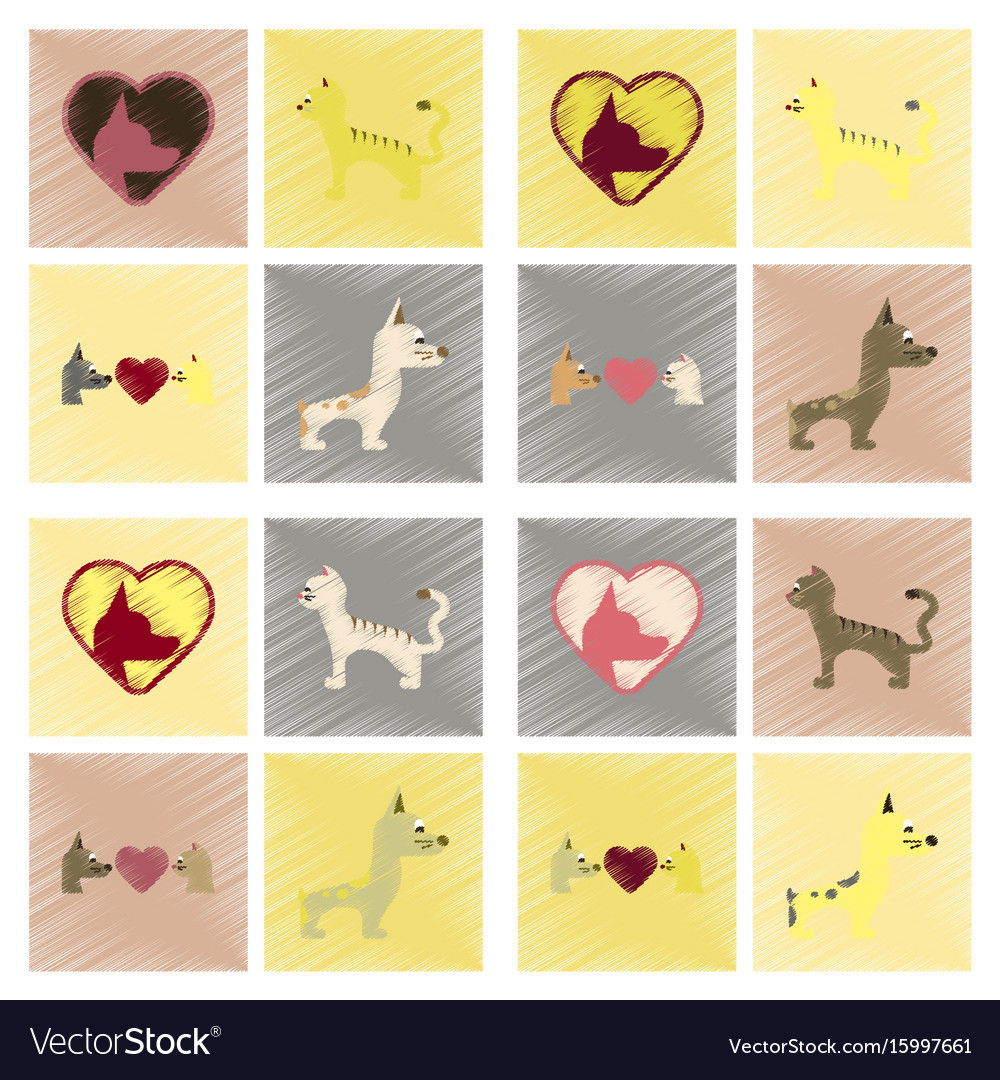 Assembly flat shading style icons dogs cats pets
