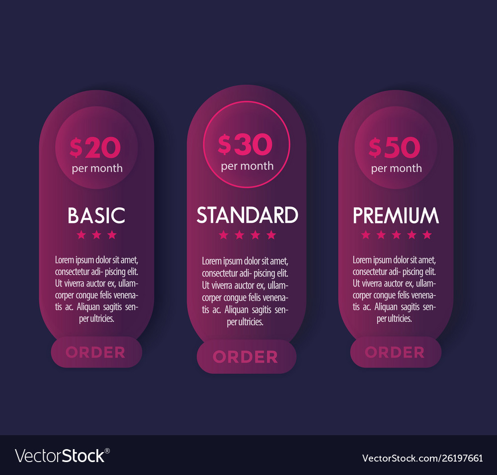 Banner For Tariffs With Prices Design Royalty Free Vector