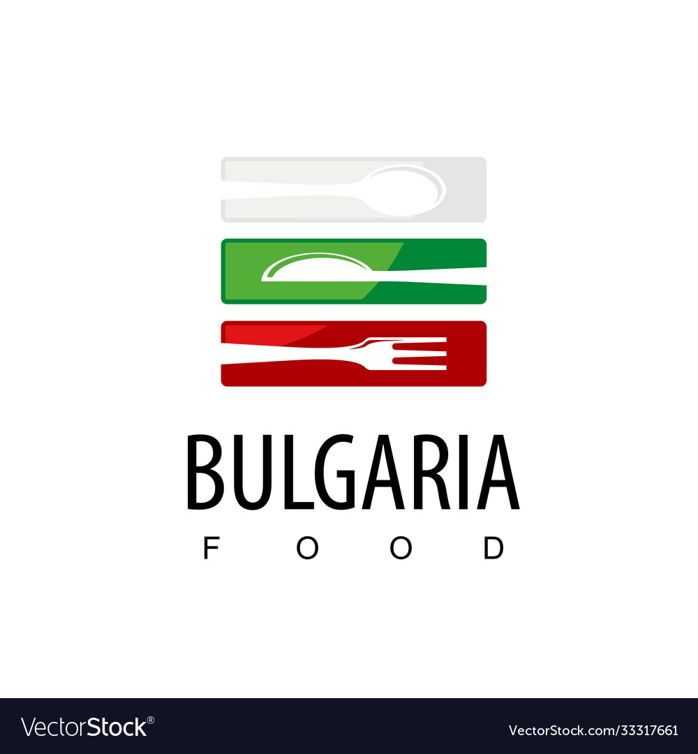 Bulgarian food restaurant logo with bulgaria flag