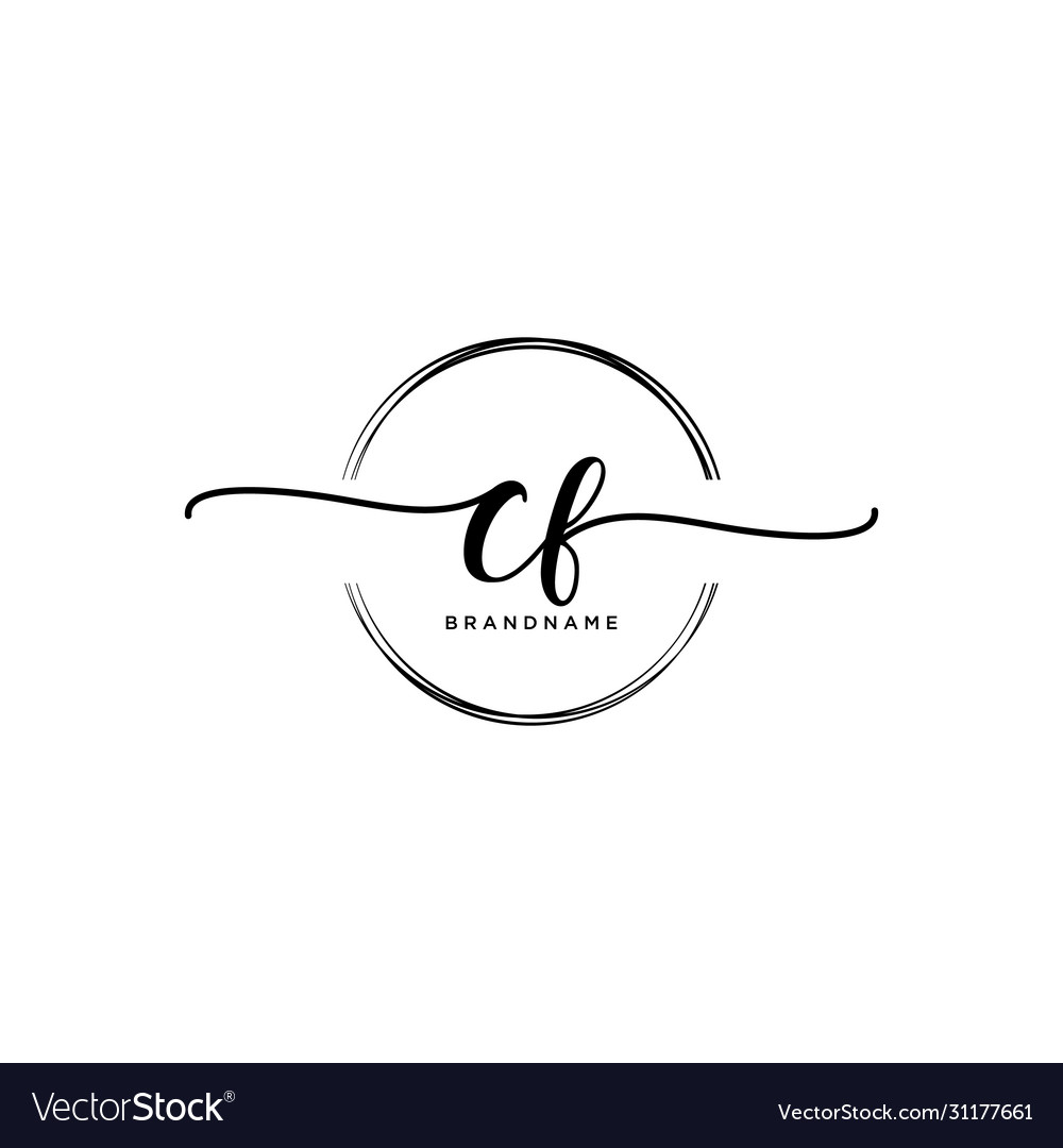 Cf initial handwriting logo with circle template Vector Image