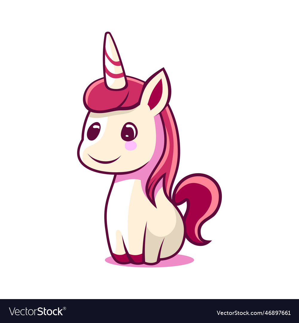 Cute smiling unicorn on white background cartoon Vector Image