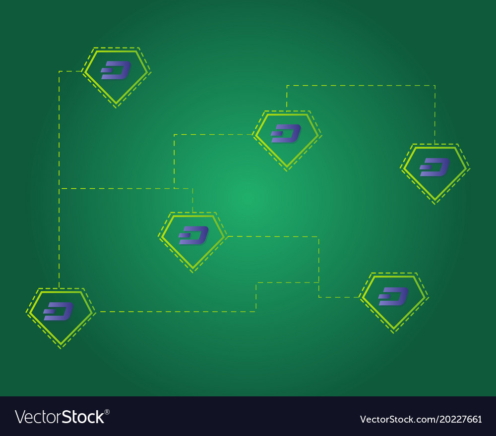 Dash blockchain technology on green background