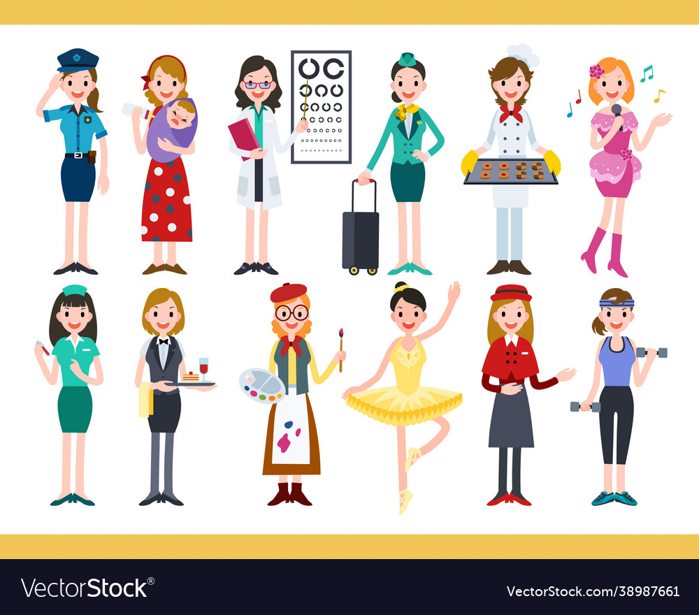 Female in different careers Royalty Free Vector Image