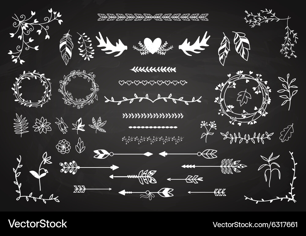 Floral boho element set Royalty Free Vector Image