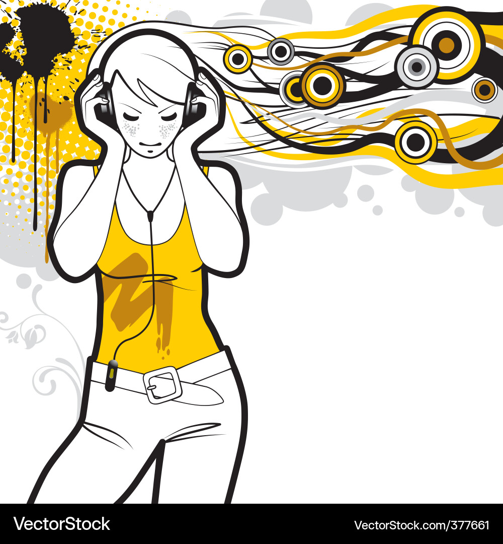 Girl with headphones Royalty Free Vector Image
