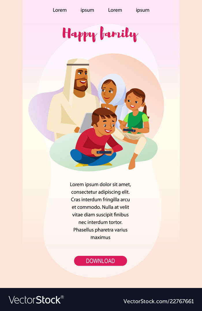 Happy muslim family leisure web banner