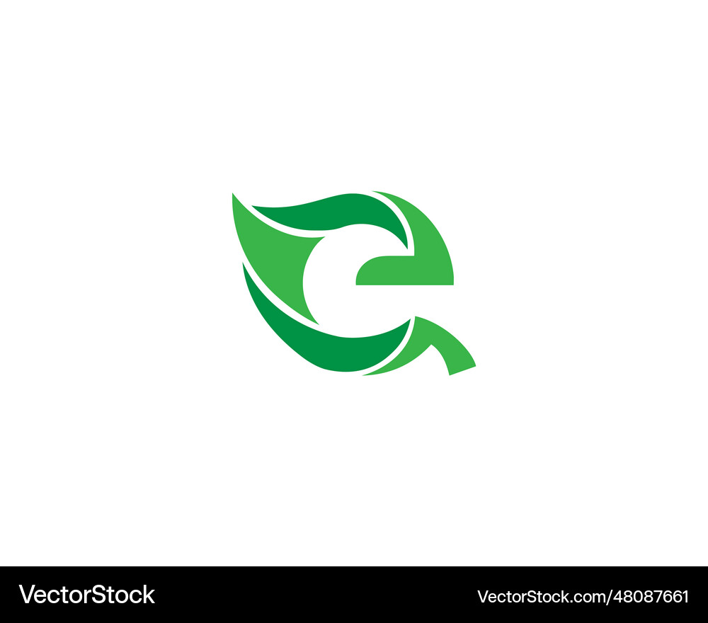 Letter e and leaf initial logo design Royalty Free Vector