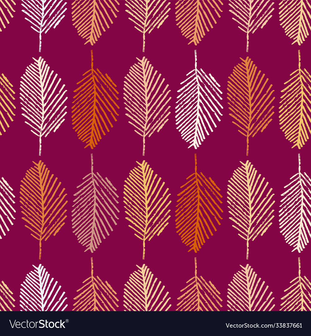 Mono print style leaves seamless pattern vector image Mono print style leaves seamless pattern