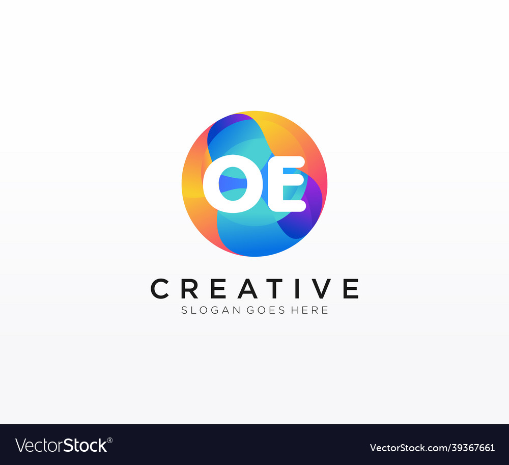 Oe initial logo with colorful circle template