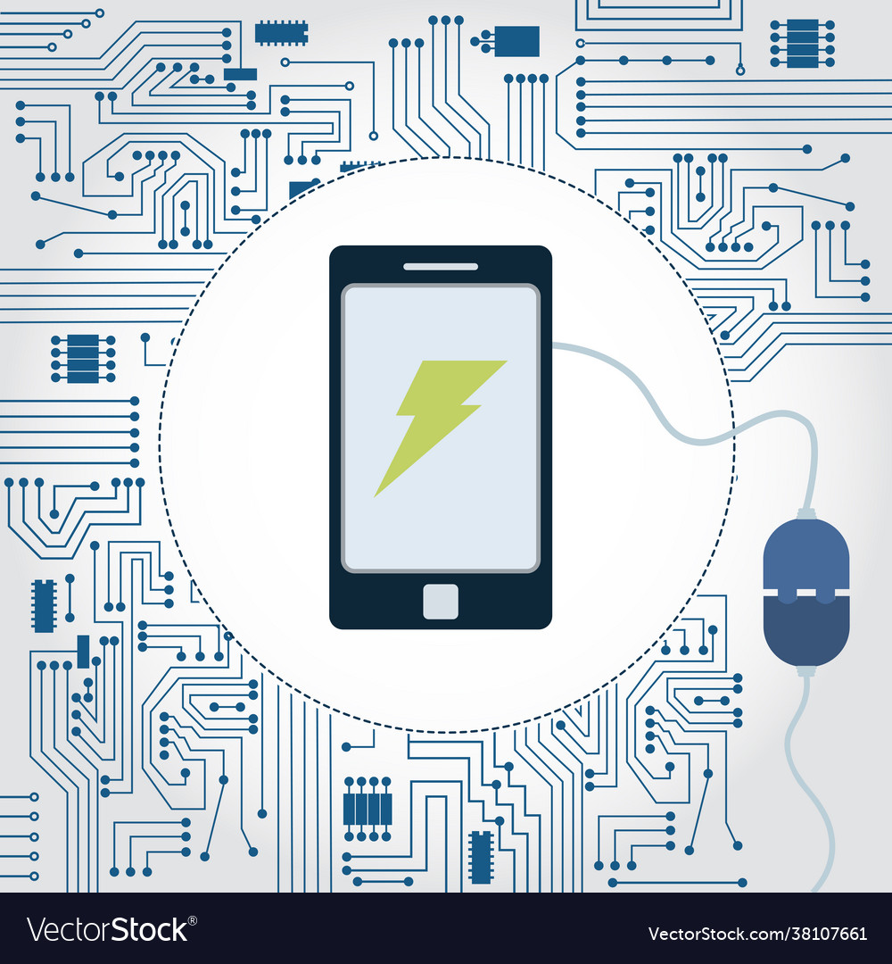 Phone socket and electronics circuit vector image Phone socket and electronics circuit