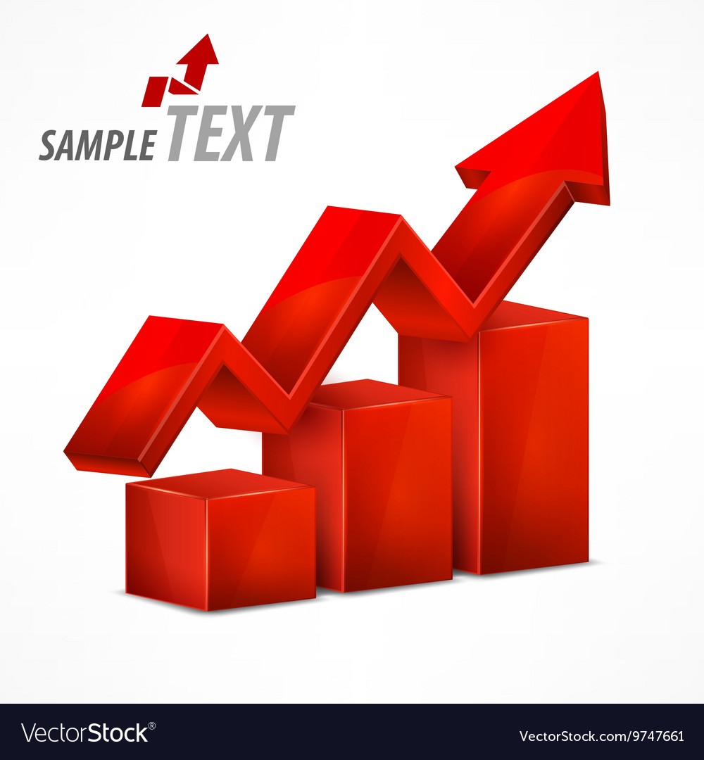 Red chart with arrow on white