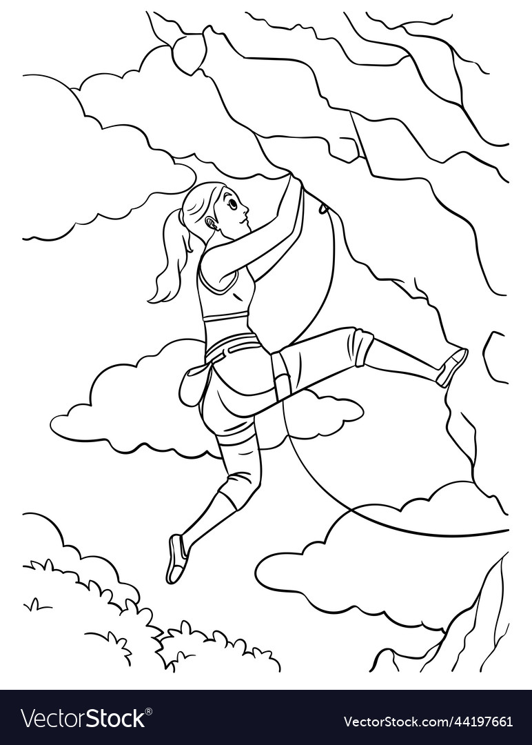 Rock climbing coloring page for kids