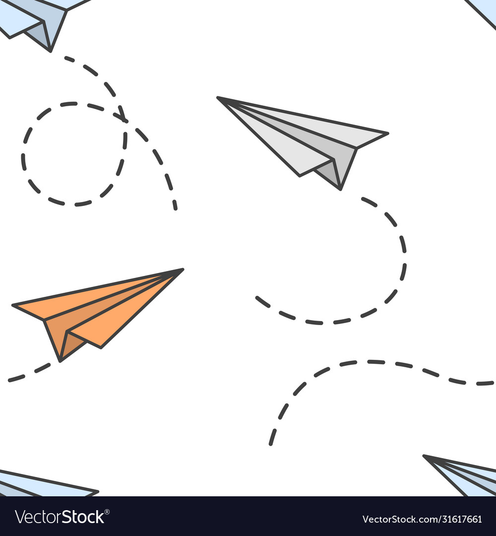 Seamless pattern with paper planes flying