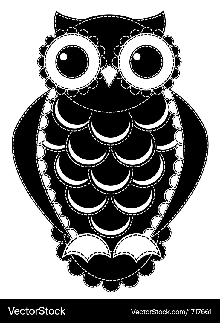 Silhouette patchwork owl Royalty Free Vector Image