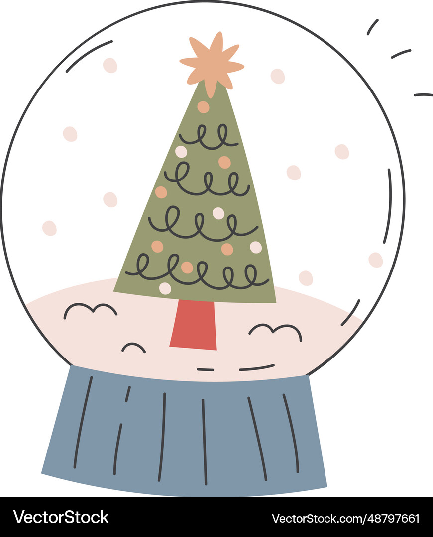Snow globe with tree Royalty Free Vector Image