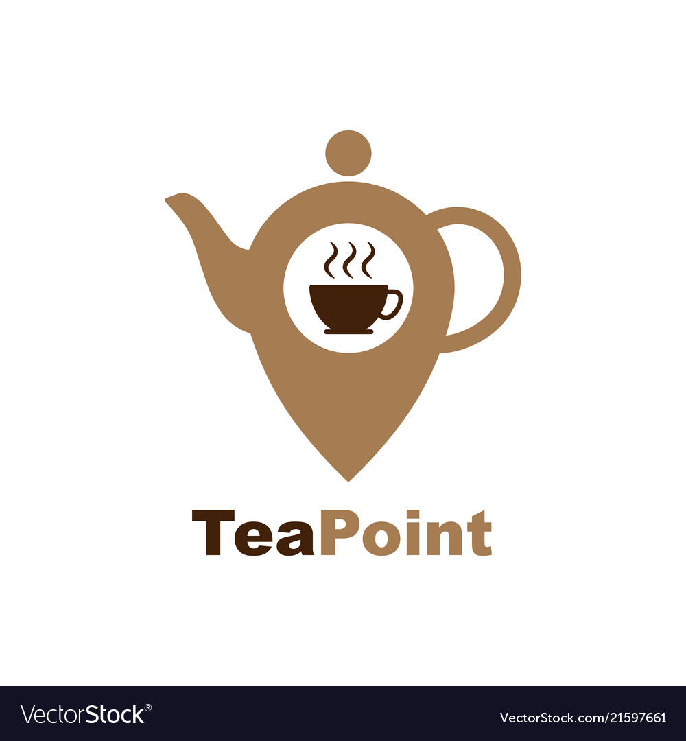 Tea location icon map pointer with teacap