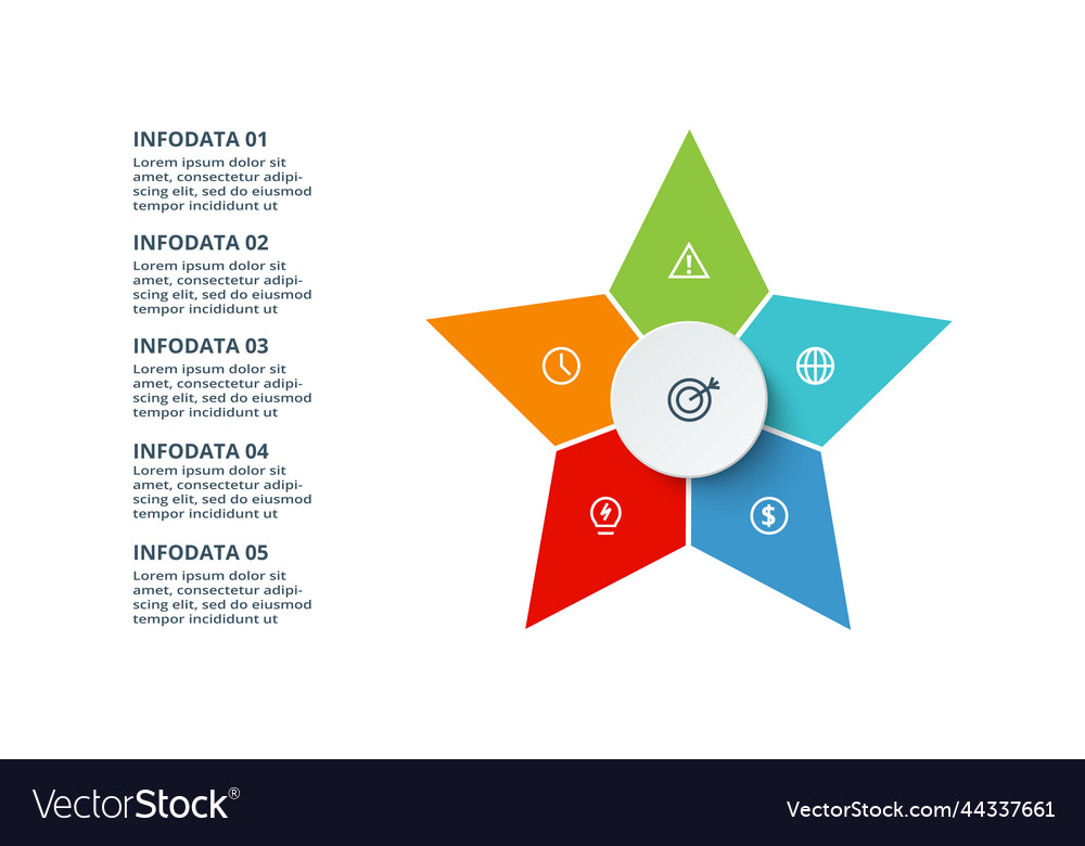 Triangle with 5 elements infographic template