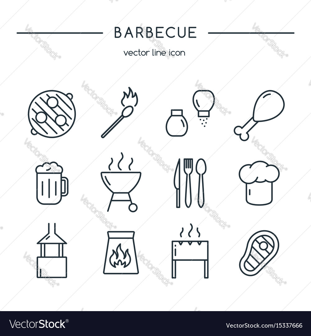 Barbecue Icons Line Set