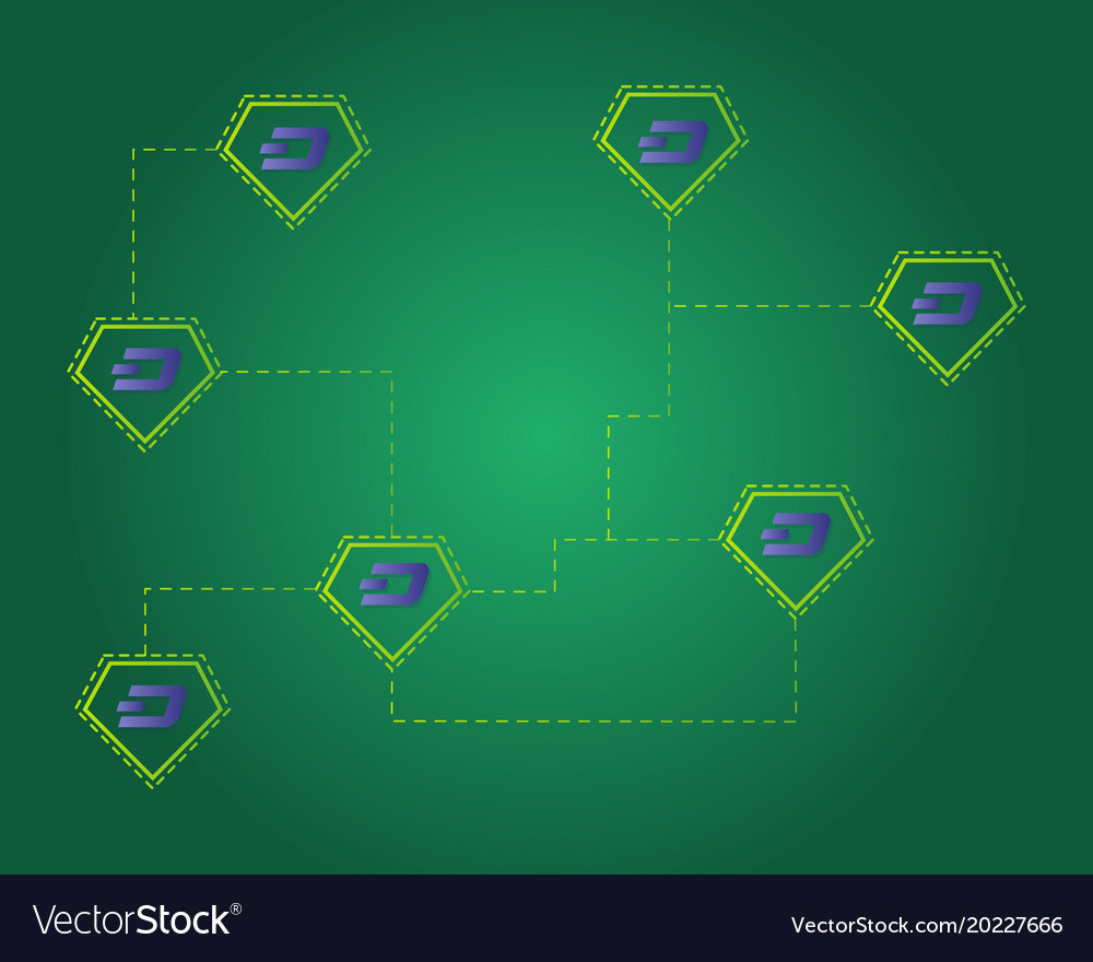Dash blockchain technology on green background