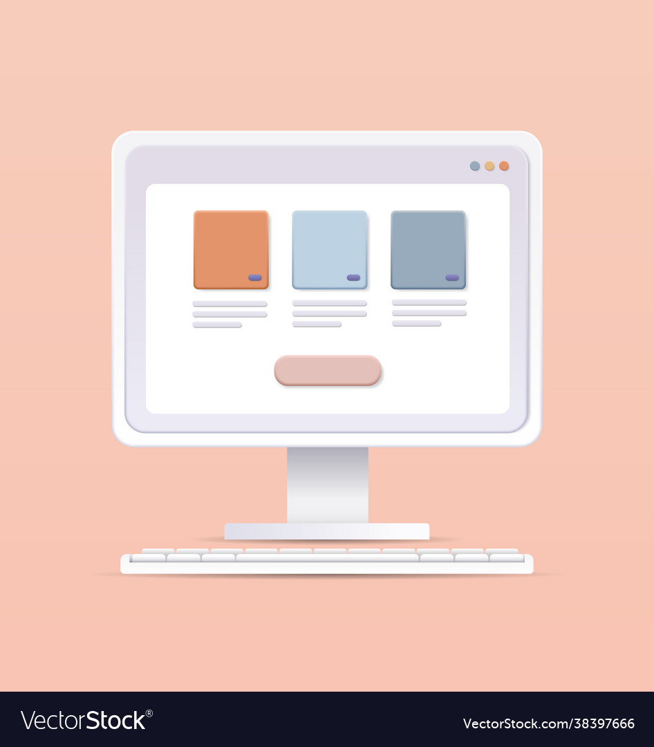 Different applications on computer monitor app vector image Different applications on computer monitor app