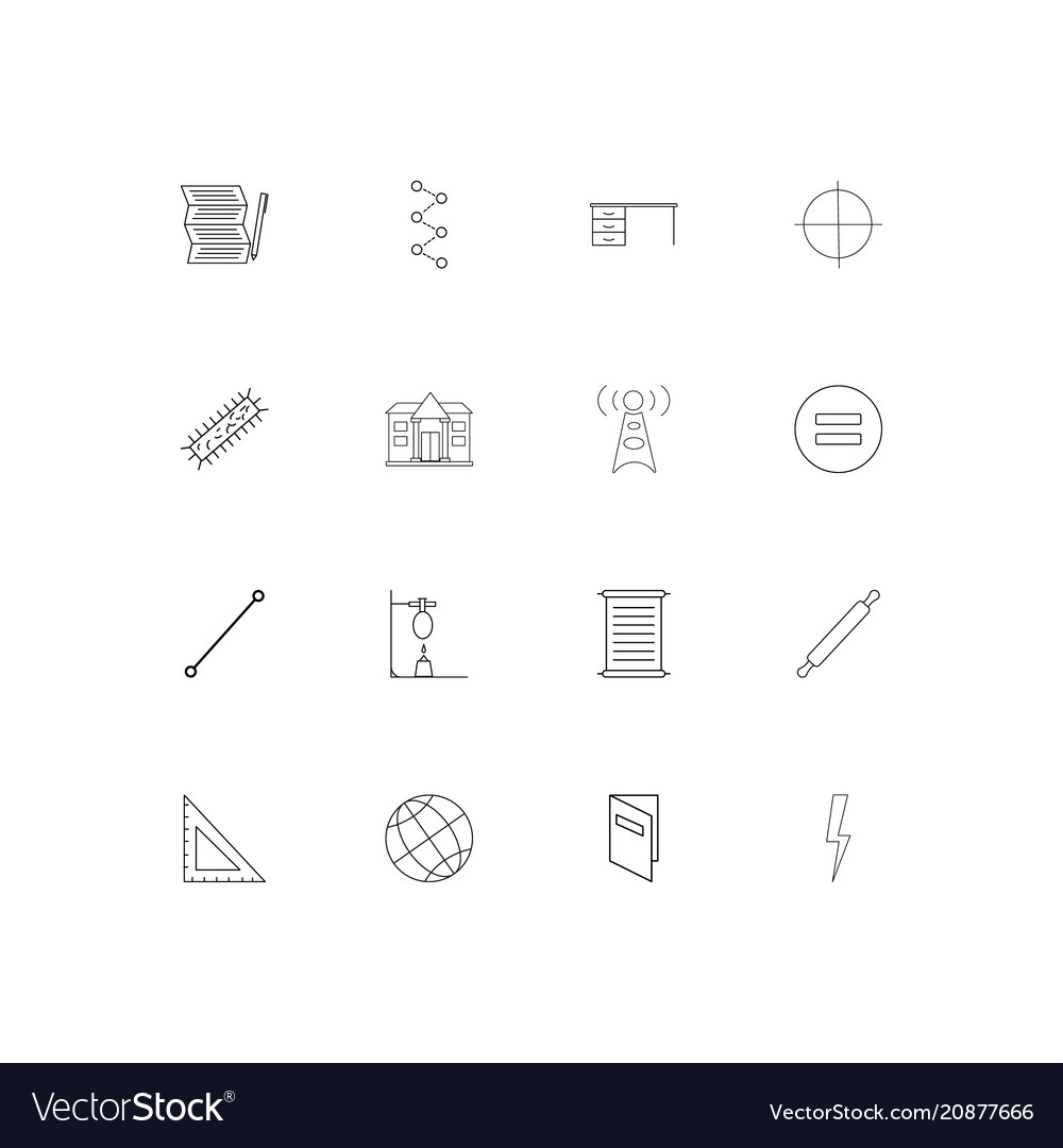 Education and science linear thin icons set