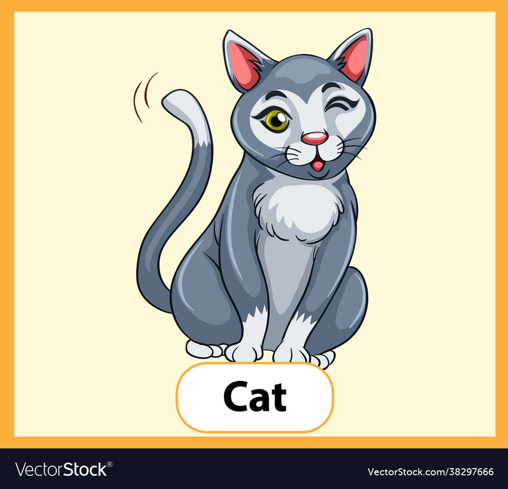 Educational english word card cat Royalty Free Vector Image