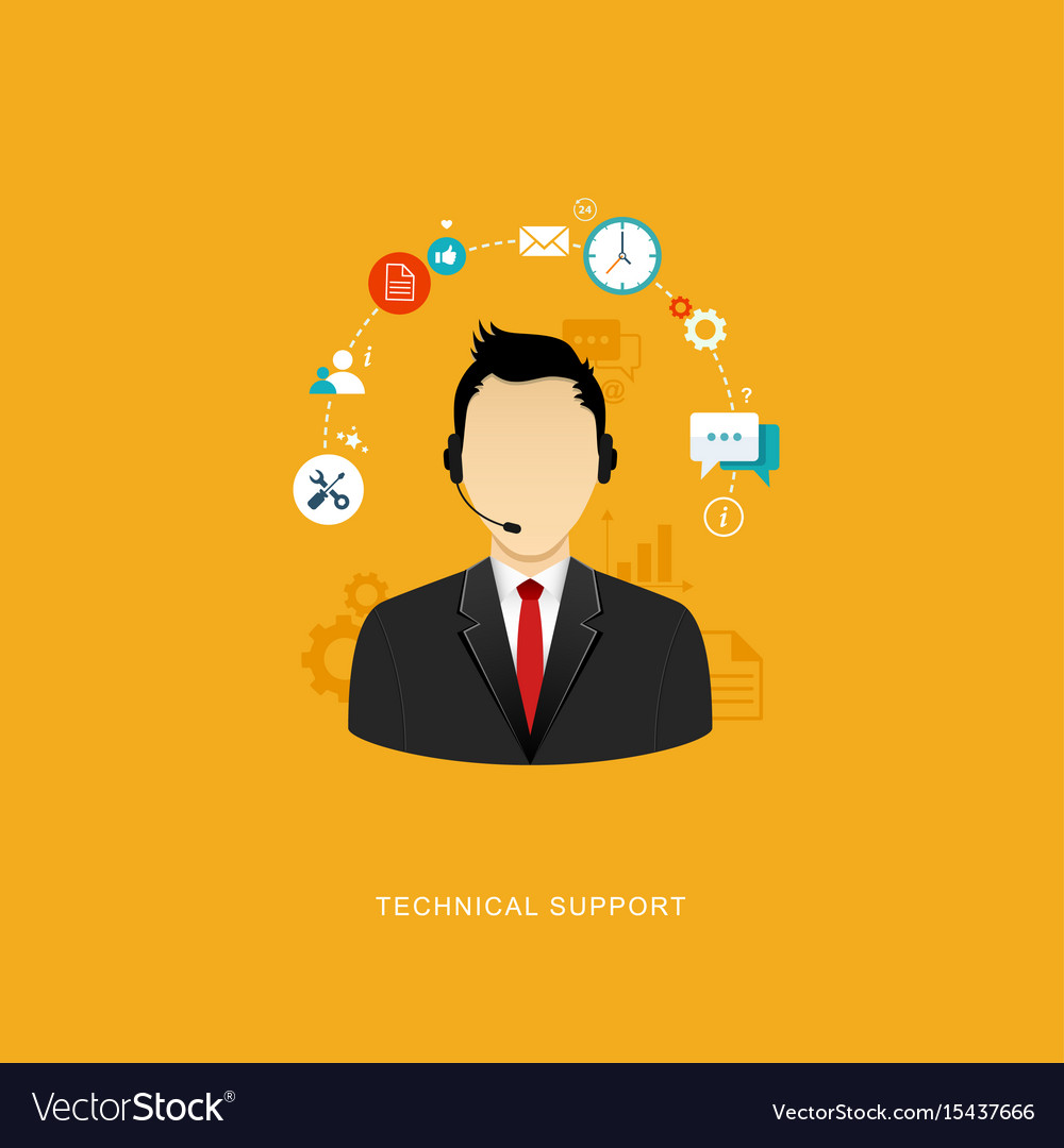 Flat design with icons technical support