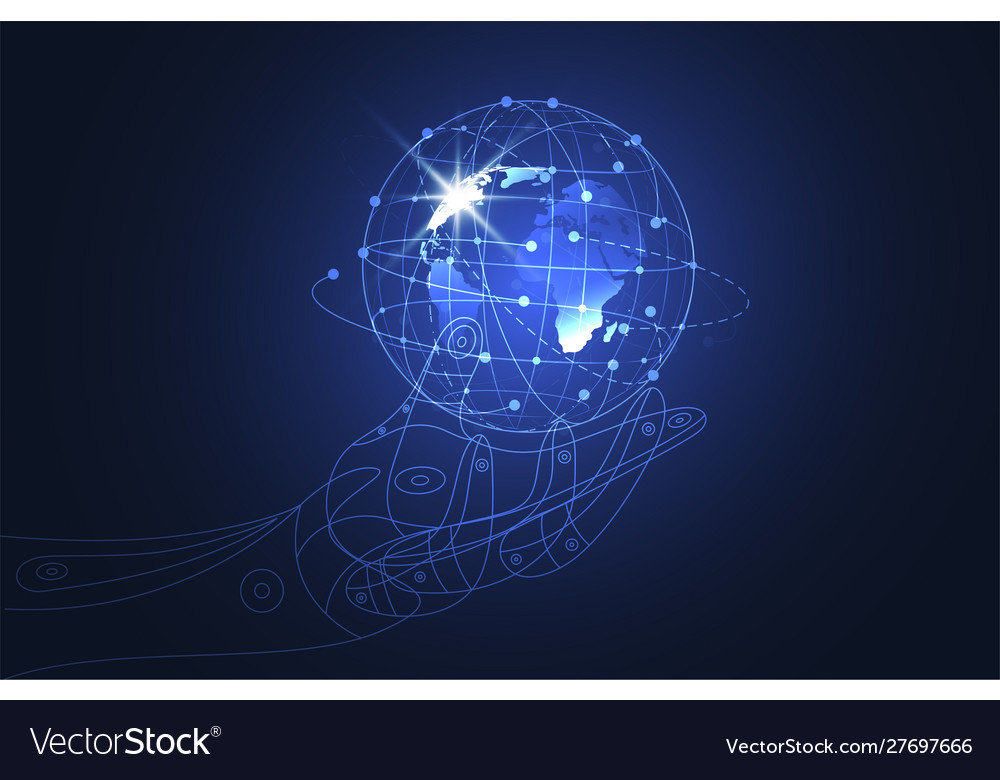 Global network connection world map point vector image Global network connection world map point