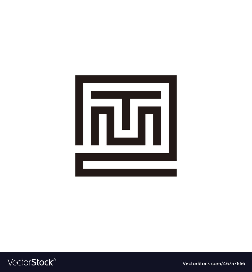 Letter t and m in number 2 square geometric Vector Image