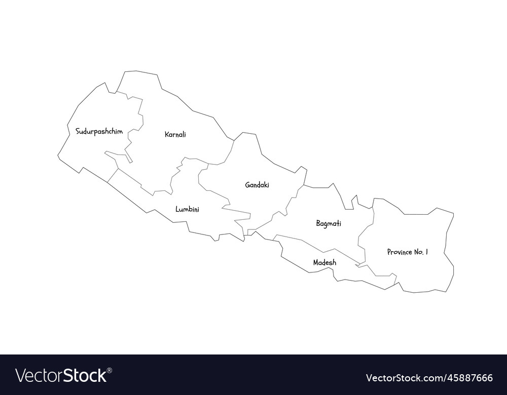 Nepal Political Map Of Administrative Divisions Vector Image 4189