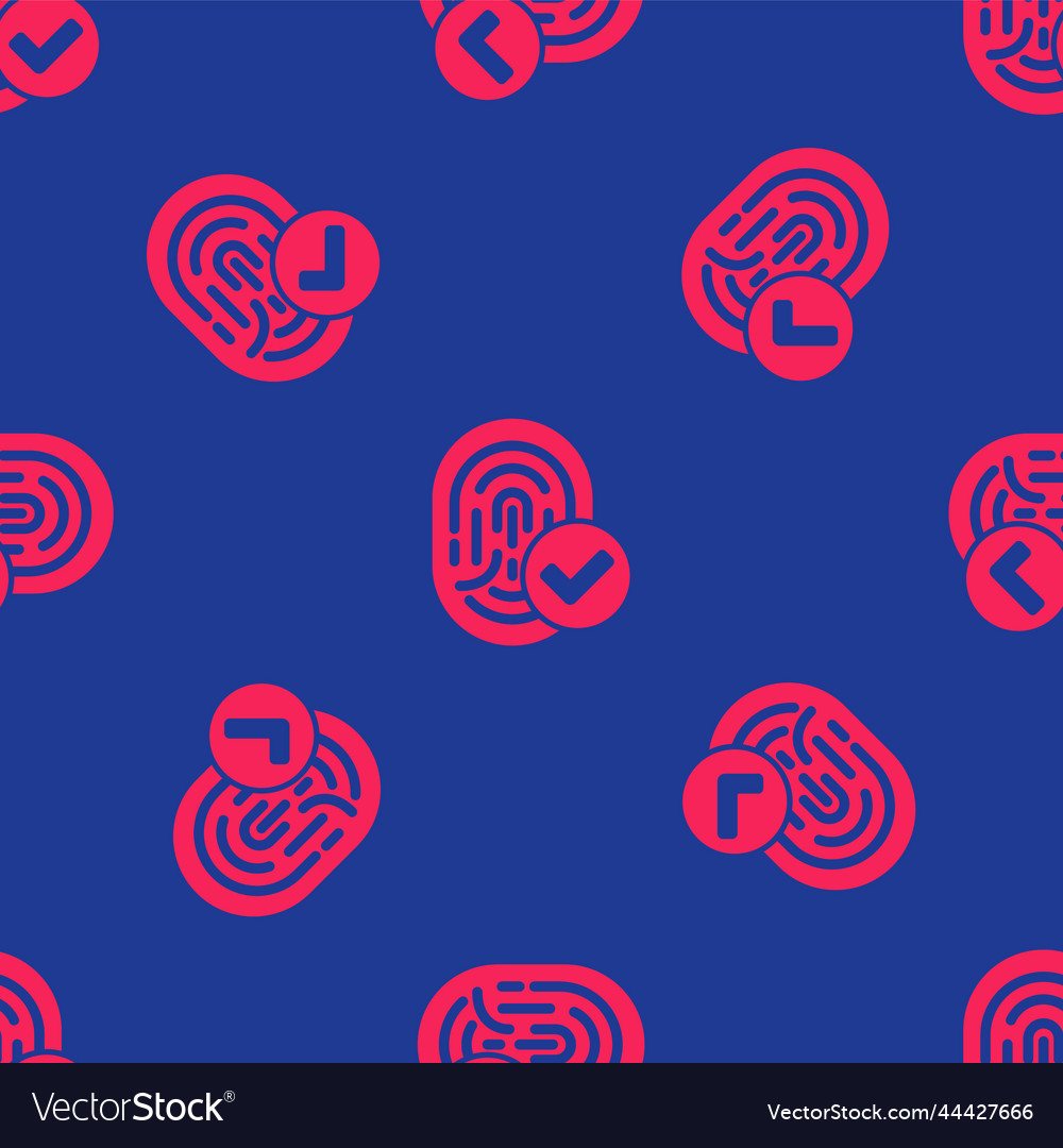 Red fingerprint icon isolated seamless pattern Vector Image Red fingerprint icon isolated seamless pattern