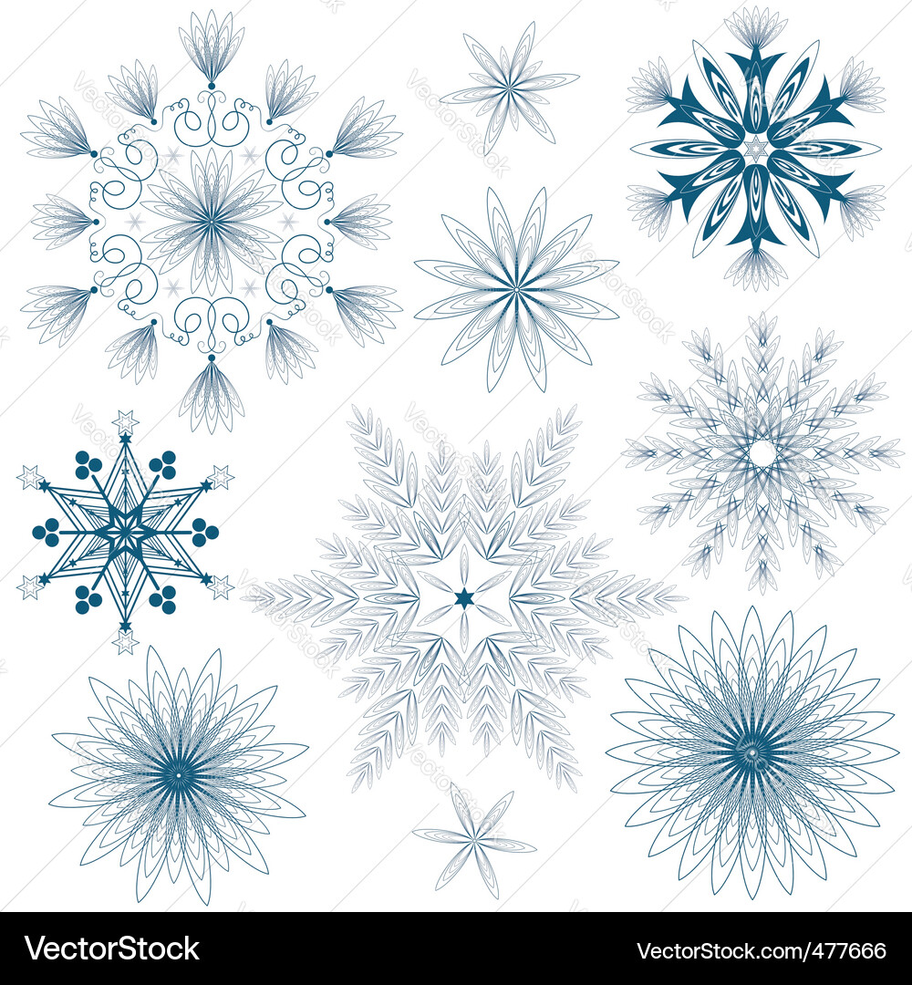 Set blue snowflakes Royalty Free Vector Image - VectorStock
