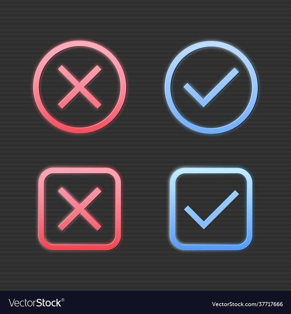 Set cross mark and check icon vector image Set cross mark and check icon
