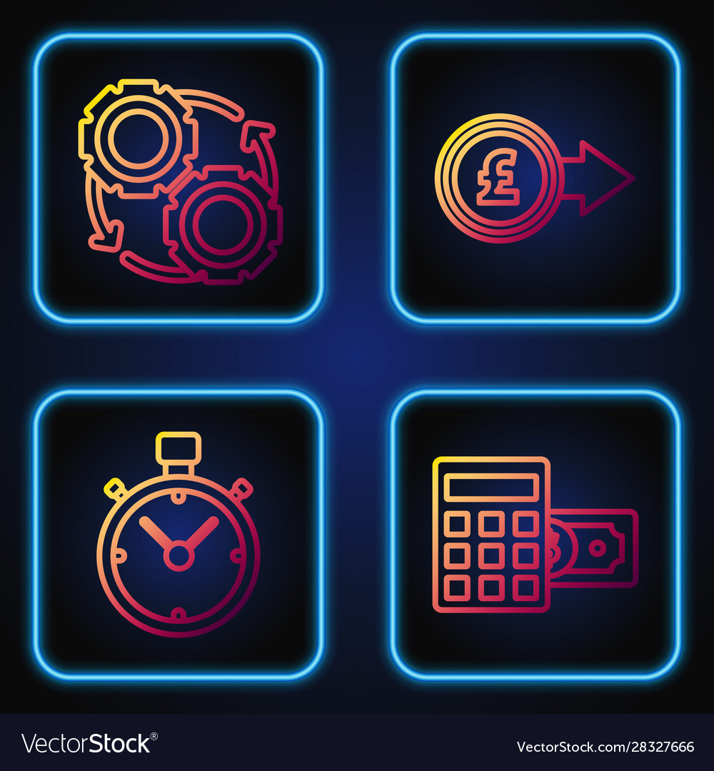 Set line calculator with dollar symbol stopwatch Vector Image