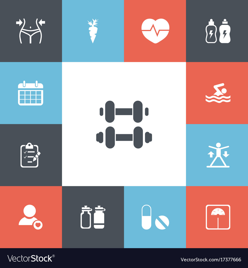 Set of 13 editable exercise icons includes