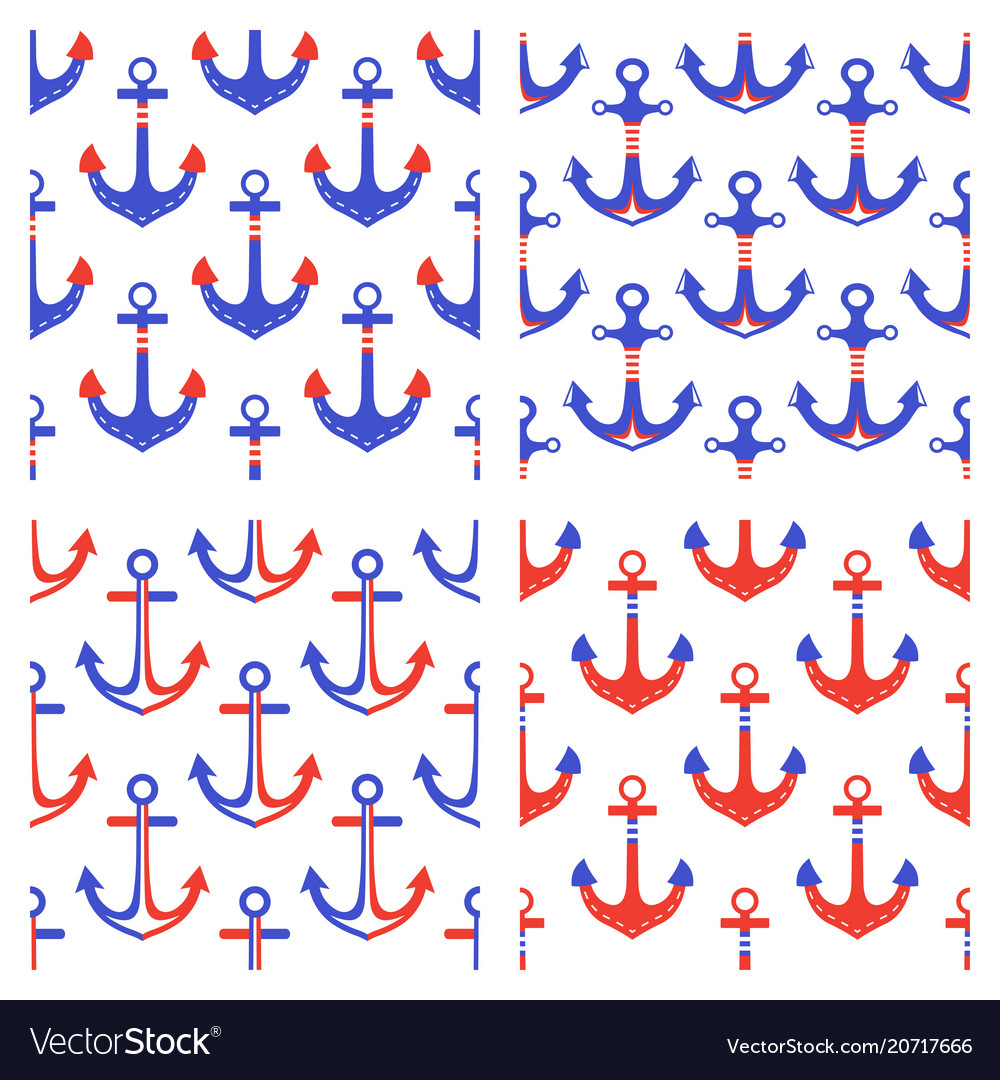 Set of four seamless pattern vector image Set of four seamless pattern