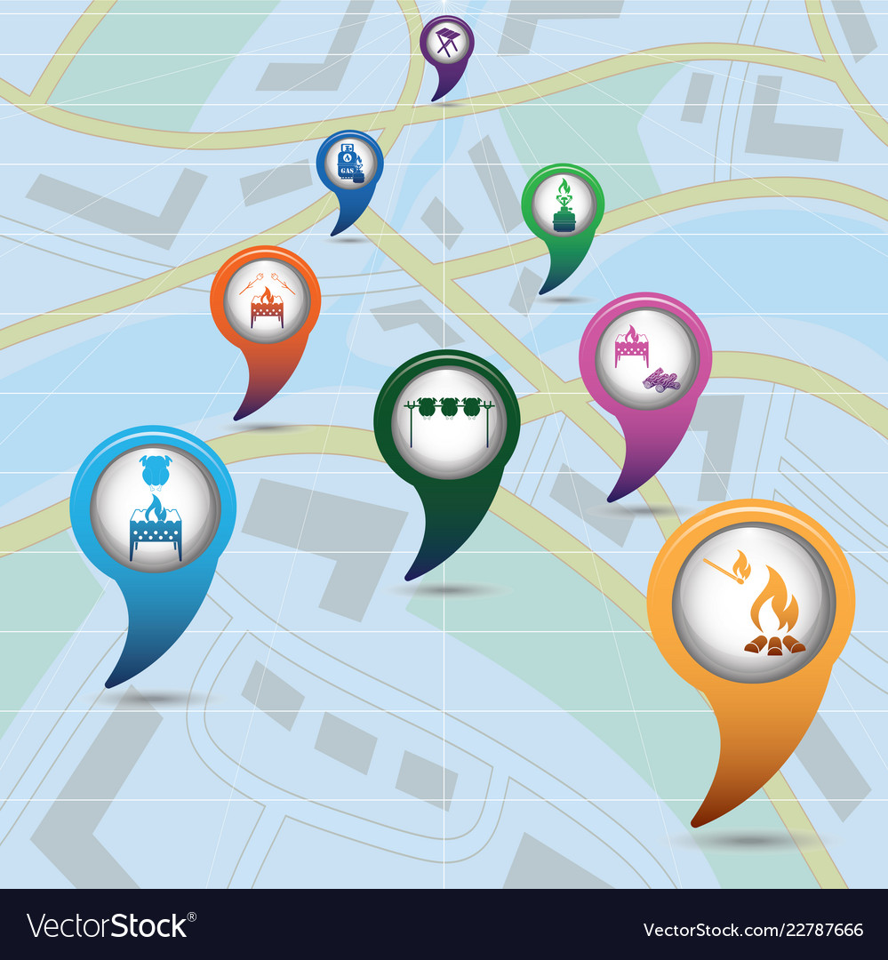 Set of tourism service map pointers Royalty Free Vector