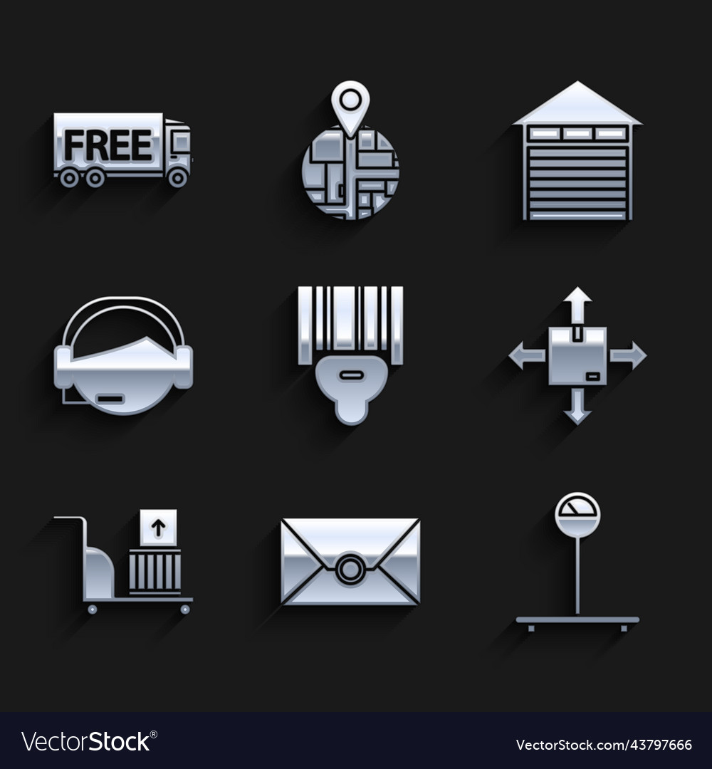 Set scanner scanning bar code envelope scale vector image Set scanner scanning bar code envelope scale