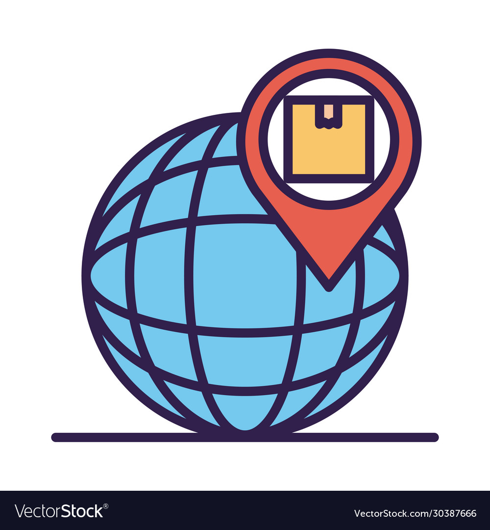 Sphere planet browser with pin and box line