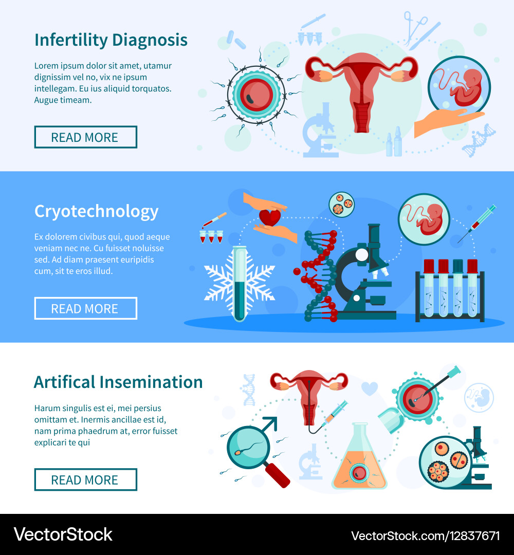 Artificial Insemination Banners Set Royalty Free Vector
