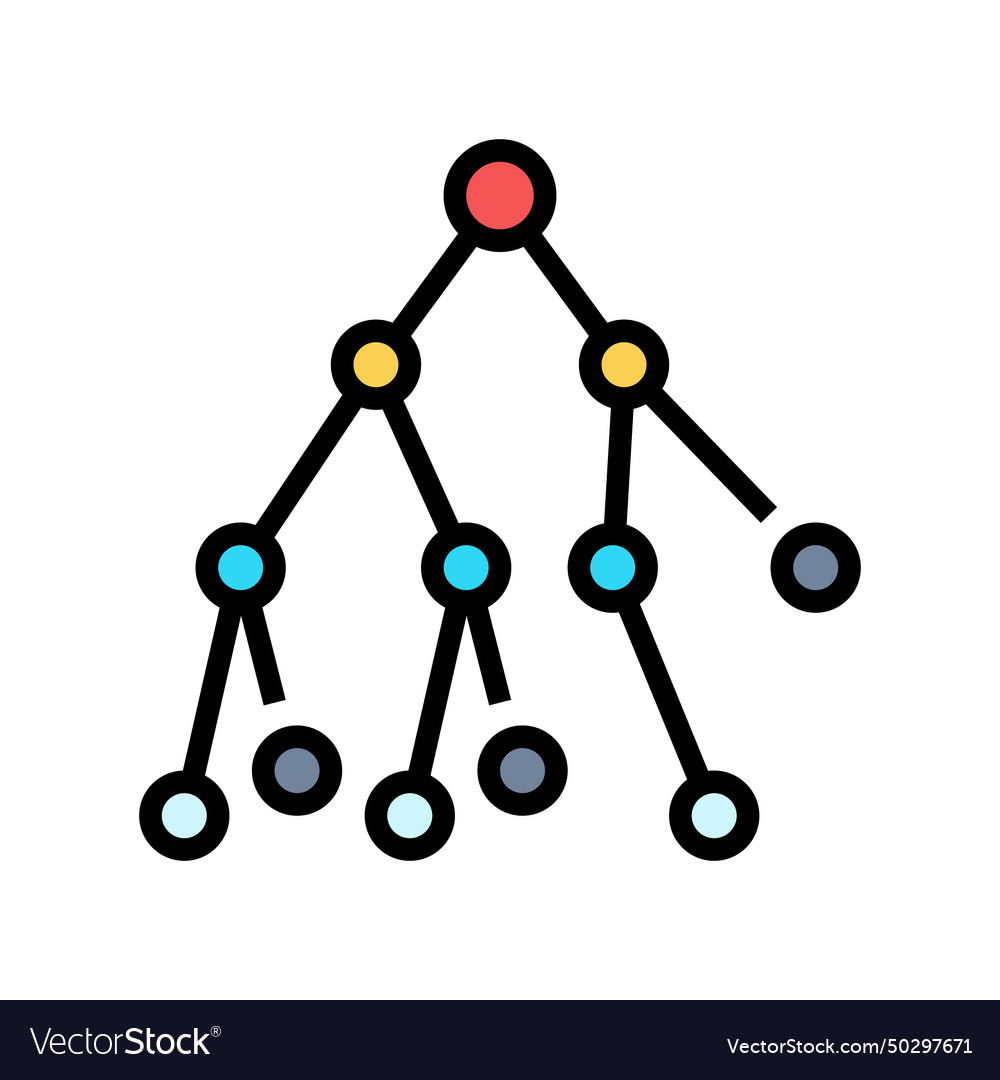 Binary search algorithm color icon vector image Binary search algorithm color icon