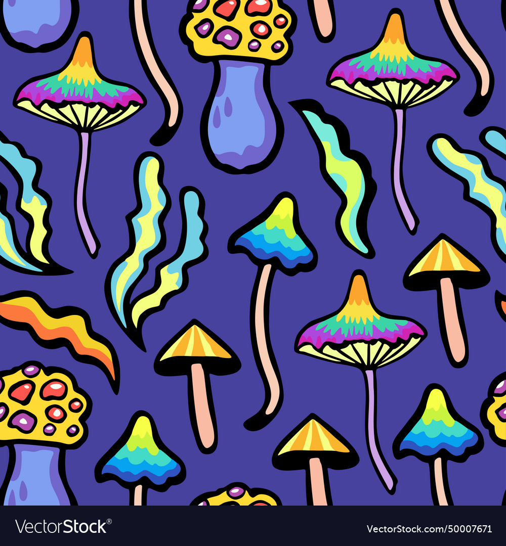 Bright colorful seamless pattern with psychedelic vector image Bright colorful seamless pattern with psychedelic
