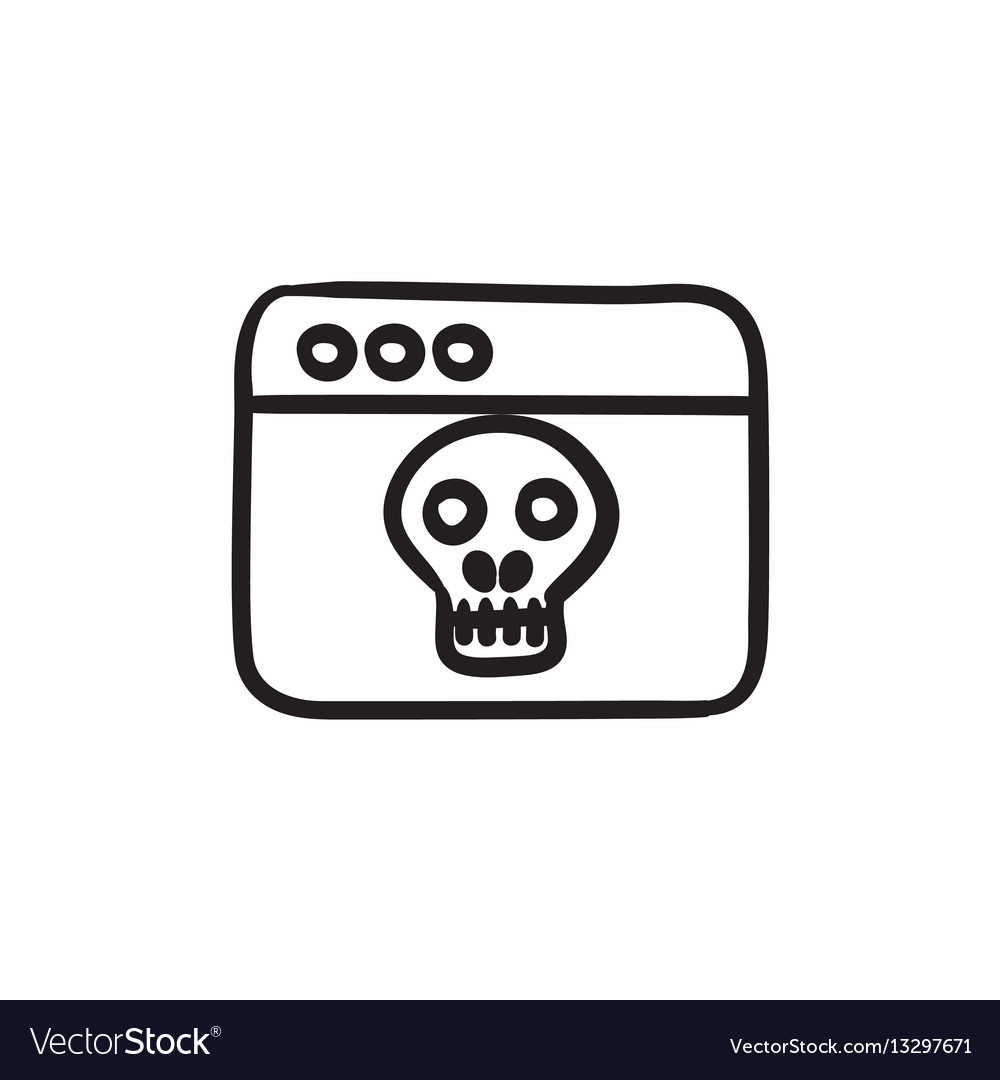 Browser window with skull sketch icon