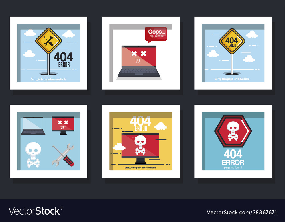 Bundle designs error page not found vector image Bundle designs error page not found