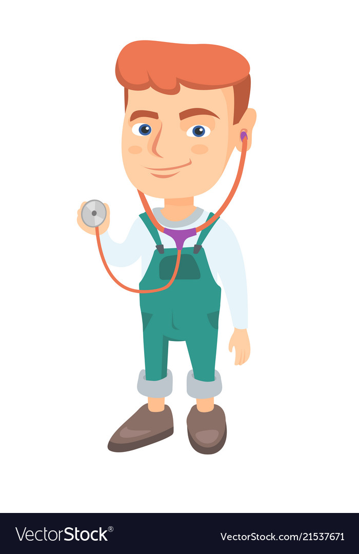 Caucasian in doctor coat holding a stethoscope