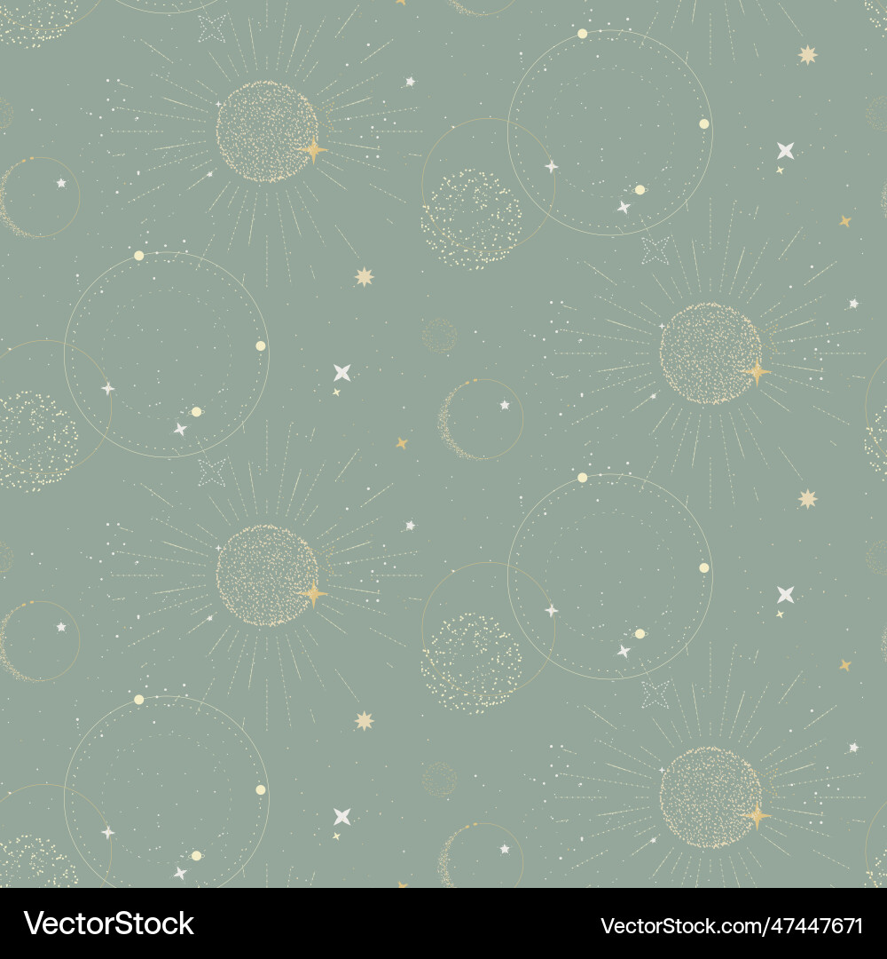 Celestail sun moon star esoteric seamless pattern Vector Image