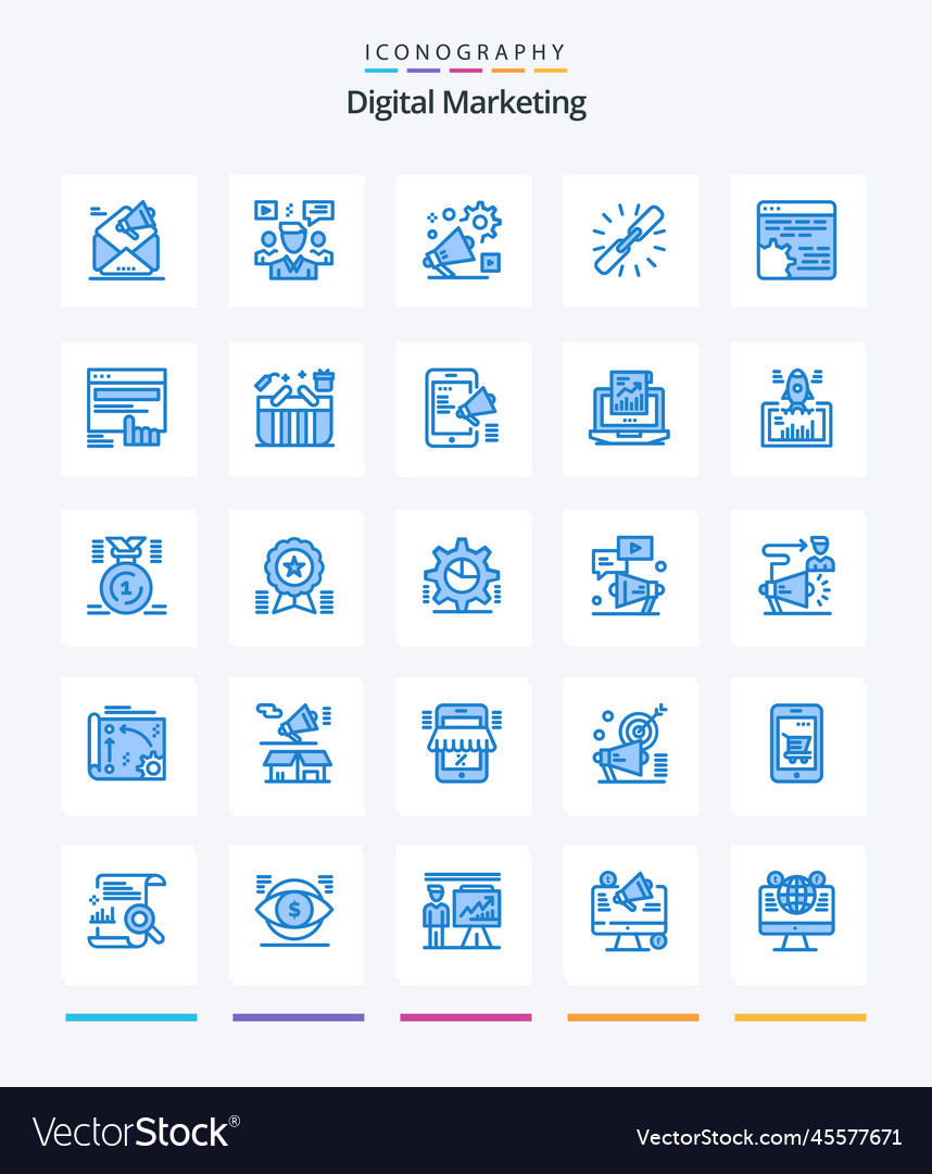 Creative digital marketing 25 blue icon pack